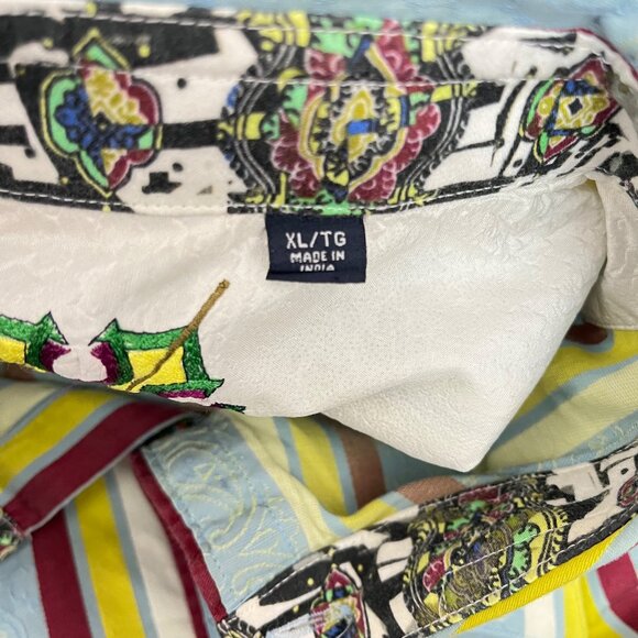 ROBERT GRAHAM striped MALLIOUHANA shirt XL teal red white blue Size XL - Picture 6 of 7